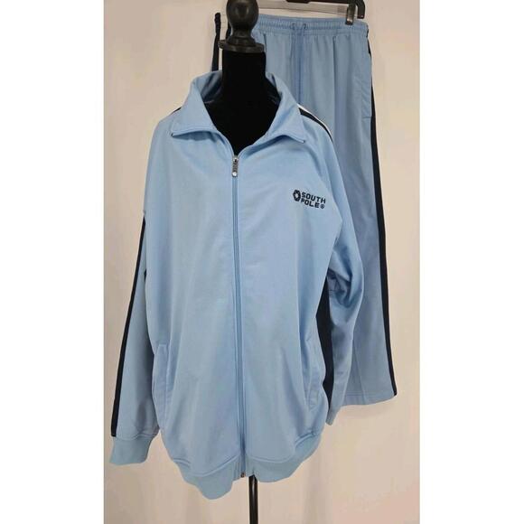 SouthPole Men's Tracksuit XL Carolina Blue Jacket & Pants 32 x 28.5 Oversized